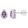 Brand new 🥰 Sterling Silver 6x4mm Pear Shaped Amethyst Diamond Accent Halo Stud Earrings by Belk & Co. ❤️