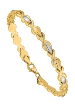 Budget 😍 14K Yellow Gold Polished with Satin Rhodium Link 7.25 Inch Bracelet by Belk & Co. 😀