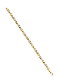 Budget 😍 14K Yellow Gold Polished with Satin Rhodium Link 7.25 Inch Bracelet by Belk & Co. 😀 -DealsBelk & Co. Store Belk 15296