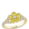 New 😉 5/8 ct. t.w. Yellow Sapphire and 1/6 ct. t.w. Diamond Floral Engagement Ring in 10k Yellow Gold by Belk & Co. ✨