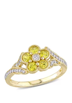 New 😉 5/8 ct. t.w. Yellow Sapphire and 1/6 ct. t.w. Diamond Floral Engagement Ring in 10k Yellow Gold by Belk & Co. ✨ -DealsBelk & Co. Store Belk 15301