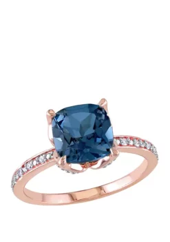 Outlet 🔔 2.63 ct. t.w. Blue Topaz, 1/10 ct. t.w. Diamond Accent Ring by Belk & Co. ❤️