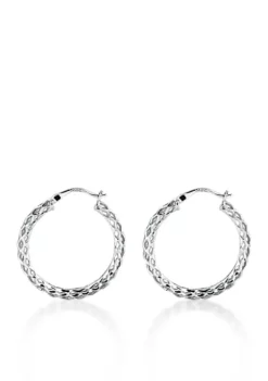 Buy 🧨 Sterling Silver Hoop Earrings by Belk & Co. 🎁