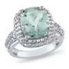 Wholesale 🥰 Lab Created Green Quartz and Created White Sapphire Halo Ring in Sterling Silver by Belk & Co. 🎁