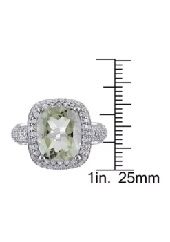 Wholesale 🥰 Lab Created Green Quartz and Created White Sapphire Halo Ring in Sterling Silver by Belk & Co. 🎁 -DealsBelk & Co. Store Belk 15325