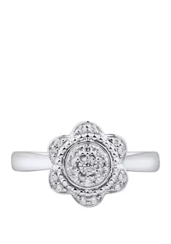 Buy 🥰 1/5 ct. t.w. Diamond Flower Ring in Sterling Silver by Belk & Co. ✨