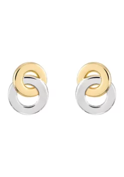 Discount 🛒 Interlock Circle Stud Earrings in 10K Two-Tone Gold by Belk & Co. 👏