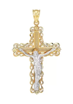 Outlet 🔥 Large Crucifix Pendant in 14K Yellow & White Gold by Belk & Co. ⌛ -DealsBelk & Co. Store Belk 15340