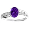 Discount 🥰 1 1/2cttw Oval Shape Amethyst and Diamond Ring In Sterling Silver by Belk & Co. 😍