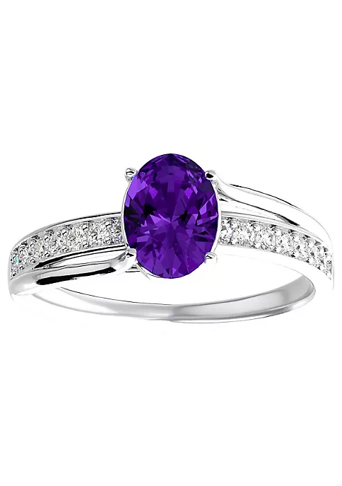 Discount ๐ฅฐ 1 1/2cttw Oval Shape Amethyst and Diamond Ring In Sterling Silver by Belk & Co. ๐ 1 Discount ๐ฅฐ 1 1/2cttw Oval Shape Amethyst and Diamond Ring In Sterling Silver by Belk & Co. ๐