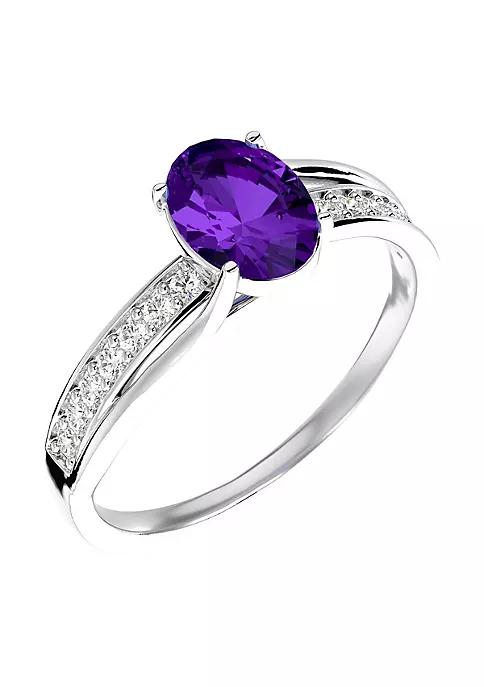 Discount ๐ฅฐ 1 1/2cttw Oval Shape Amethyst and Diamond Ring In Sterling Silver by Belk & Co. ๐ 2 Discount ๐ฅฐ 1 1/2cttw Oval Shape Amethyst and Diamond Ring In Sterling Silver by Belk & Co. ๐ - Image 2