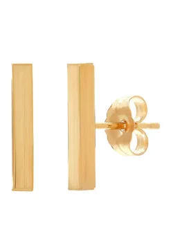 Buy 👏 Polished Square Stick Earrings in 14K Gold by Belk & Co. 👏