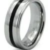 Outlet ⌛ 8 Millimeter Gents Band with Black Resin in Titanium by Belk & Co. ✔️