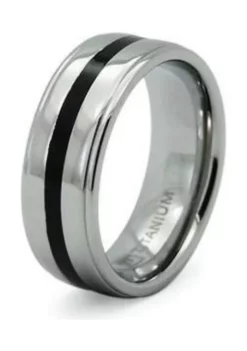 Outlet โ 8 Millimeter Gents Band with Black Resin in Titanium by Belk & Co. โ๏ธ