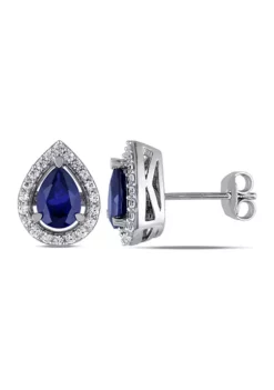 Hot Sale 😍 Lab Created Created Blue and White Sapphire Teardrop Earrings in Sterling Silver by Belk & Co. 🌟 -DealsBelk & Co. Store Belk 15415