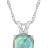 Buy 🧨 Sterling Silver 8mm Cushion Labradorite Pendant Necklace by Belk & Co. 🥰
