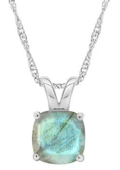 Buy 🧨 Sterling Silver 8mm Cushion Labradorite Pendant Necklace by Belk & Co. 🥰 -DealsBelk & Co. Store Belk 15419