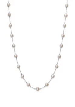 Brand new 🤩 6-7 Millimeter Cultured Freshwater Pearl Tin Cup 18 inch Necklace in 10KT White Gold by Belk & Co. 🧨 -DealsBelk & Co. Store Belk 15443