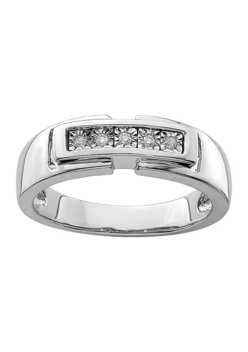 Budget 🔔 Men's 1/10 ct. t.w. Diamond Polished Ring in Rhodium Plated Sterling Silver by Belk & Co. ⭐ 1 Budget 🔔 Men's 1/10 ct. t.w. Diamond Polished Ring in Rhodium Plated Sterling Silver by Belk & Co. ⭐