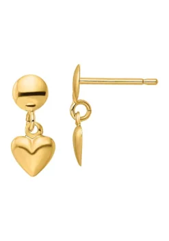 New 💯 14K Yellow Gold Polished Heart Post Dangle Earrings by Belk & Co. 🎉 -DealsBelk & Co. Store Belk 15451