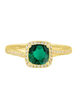 New ๐คฉ 3/4 ct. t.w. Lab Created Emerald and Lab Created White Sapphire Ring in 10K Yellow Gold by Belk & Co. ๐ฅฐ