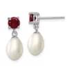 Best Pirce 👏 1.225 ct. t.w. Garnet and Freshwater Cultured Pearl Rhodium-plated 7-8mm Teardrop Earrings in Sterling Silver by Belk & Co. ❤️