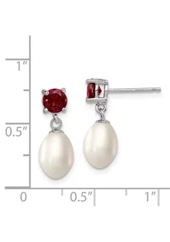Best Pirce 👏 1.225 ct. t.w. Garnet and Freshwater Cultured Pearl Rhodium-plated 7-8mm Teardrop Earrings in Sterling Silver by Belk & Co. ❤️ -DealsBelk & Co. Store Belk 15473
