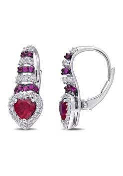 Coupon 🧨 Created Ruby and Created White Sapphire Heart Earrings in Sterling Silver by Belk & Co. 😍