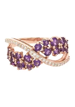 Buy 💯 1/8 ct. t.w. Diamond and 7/8 ct. t.w. Amethyst Ring in 10K Pink Gold by Belk & Co. ⭐