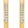 Best Sale ⌛ 1/4 ct. t.w. Diamond Hoop Earrings in 10K Yellow Gold by Belk & Co. 💯