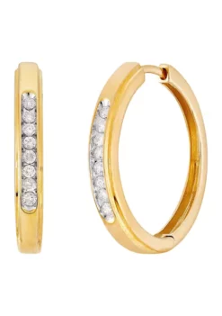 Best Sale ⌛ 1/4 ct. t.w. Diamond Hoop Earrings in 10K Yellow Gold by Belk & Co. 💯 -DealsBelk & Co. Store Belk 15519