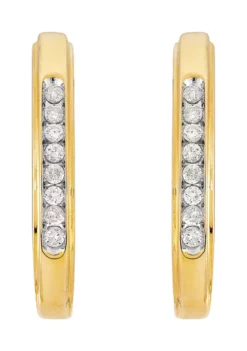 Best Sale ⌛ 1/4 ct. t.w. Diamond Hoop Earrings in 10K Yellow Gold by Belk & Co. 💯 -DealsBelk & Co. Store Belk 15522