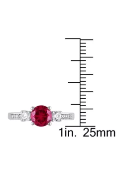 Hot Sale 🌟 Created Ruby, White Sapphire and Diamond-Accent 3-Stone Ring in 10k White Gold by Belk & Co. 😍 -DealsBelk & Co. Store Belk 15525