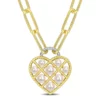 Flash Sale 😉 Freshwater Cultured Pearl & Diamond Accent Heart Paperclip Chain Link Necklace in Yellow Plated Sterling Silver by Belk & Co. ⌛