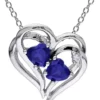 Best reviews of 😍 Lab Created Diamond and Created Blue Sapphire Heart Pendant with Chain in Sterling Silver by Belk & Co. 🛒