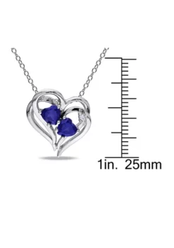 Best reviews of 😍 Lab Created Diamond and Created Blue Sapphire Heart Pendant with Chain in Sterling Silver by Belk & Co. 🛒 -DealsBelk & Co. Store Belk 15544
