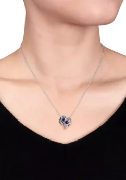 Best reviews of 😍 Lab Created Diamond and Created Blue Sapphire Heart Pendant with Chain in Sterling Silver by Belk & Co. 🛒 -DealsBelk & Co. Store Belk 15545