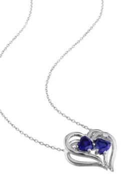 Best reviews of 😍 Lab Created Diamond and Created Blue Sapphire Heart Pendant with Chain in Sterling Silver by Belk & Co. 🛒 -DealsBelk & Co. Store Belk 15546
