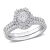 Cheap 😍 1 CT TW Oval & Round Diamond Double Halo Cluster Bridal Set in 14k White Gold by Belk & Co. 🔥