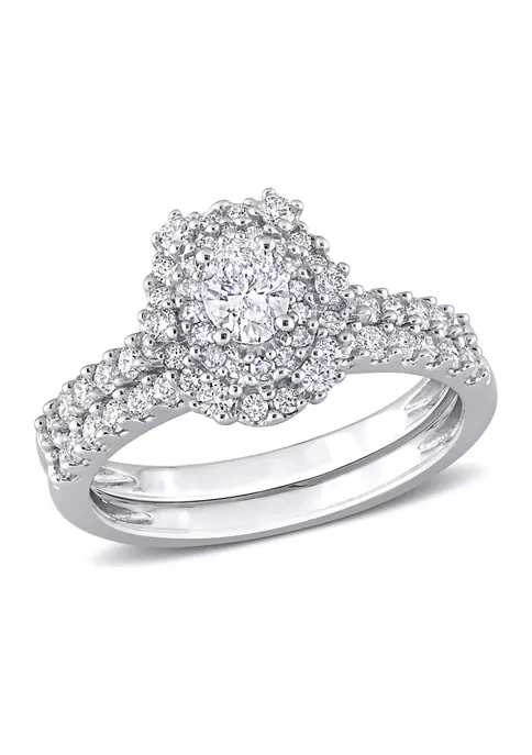 Cheap ๐ 1 CT TW Oval & Round Diamond Double Halo Cluster Bridal Set in 14k White Gold by Belk & Co. ๐ฅ 1 Cheap ๐ 1 CT TW Oval & Round Diamond Double Halo Cluster Bridal Set in 14k White Gold by Belk & Co. ๐ฅ
