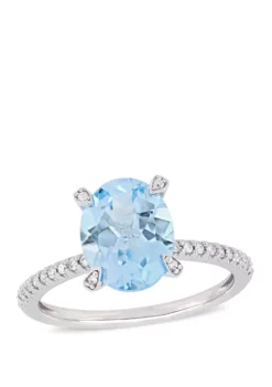 Top 10 ✨ 3.8 ct. t.w. Blue Topaz and 1/10 ct. t.w. Diamond Oval Ring in 10k White Gold by Belk & Co. 😉