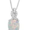 Cheapest 🌟 Lab Created 1.1 ct. t.w. Created Opal and Diamond Accent Pendant in Sterling Silver by Belk & Co. 😉