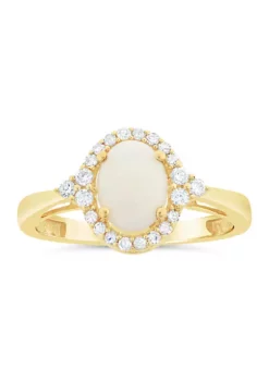 Best Pirce ๐คฉ 3/4 ct. t.w. Opal and 1/5 ct. t.w. Diamond Ring in 10K Yellow Gold by Belk & Co. ๐งจ