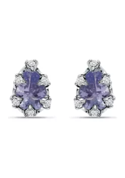 Best Pirce 😀 5/8 ct. 6MMx4MM Pear Tanzanite and White Topaz Crown Stud Earrings, Sterling Silver by Belk & Co. 😉 -DealsBelk & Co. Store Belk 15605
