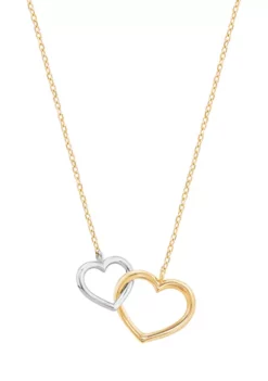 Best deal 👏 Double Heart on Rolo Chain Necklace in 10K Yellow & White Gold by Belk & Co. 👏 -DealsBelk & Co. Store Belk 15609