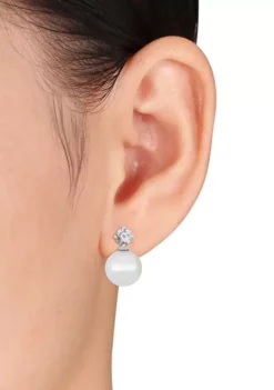 Best Pirce 🔥 Pearl and 1/10 ct. t.w. Diamond Accent Earrings in Sterling Silver by Belk & Co. 😉 -DealsBelk & Co. Store Belk 15612