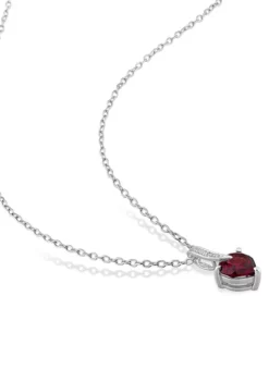 Top 10 🛒 1.40 ct. t.g.w. Garnet and Diamond Accent Garnet Heart Pendant with Chain in Sterling Silver by Belk & Co. 💯 -DealsBelk & Co. Store Belk 15628