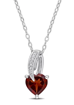Top 10 🛒 1.40 ct. t.g.w. Garnet and Diamond Accent Garnet Heart Pendant with Chain in Sterling Silver by Belk & Co. 💯 -DealsBelk & Co. Store Belk 15629