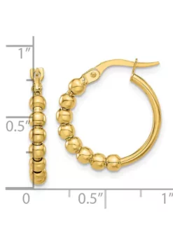Budget ✔️ 14K Yellow Gold Polished Beaded Hoop Earrings by Belk & Co. 🌟 -DealsBelk & Co. Store Belk 15640