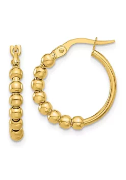 Budget ✔️ 14K Yellow Gold Polished Beaded Hoop Earrings by Belk & Co. 🌟 -DealsBelk & Co. Store Belk 15641